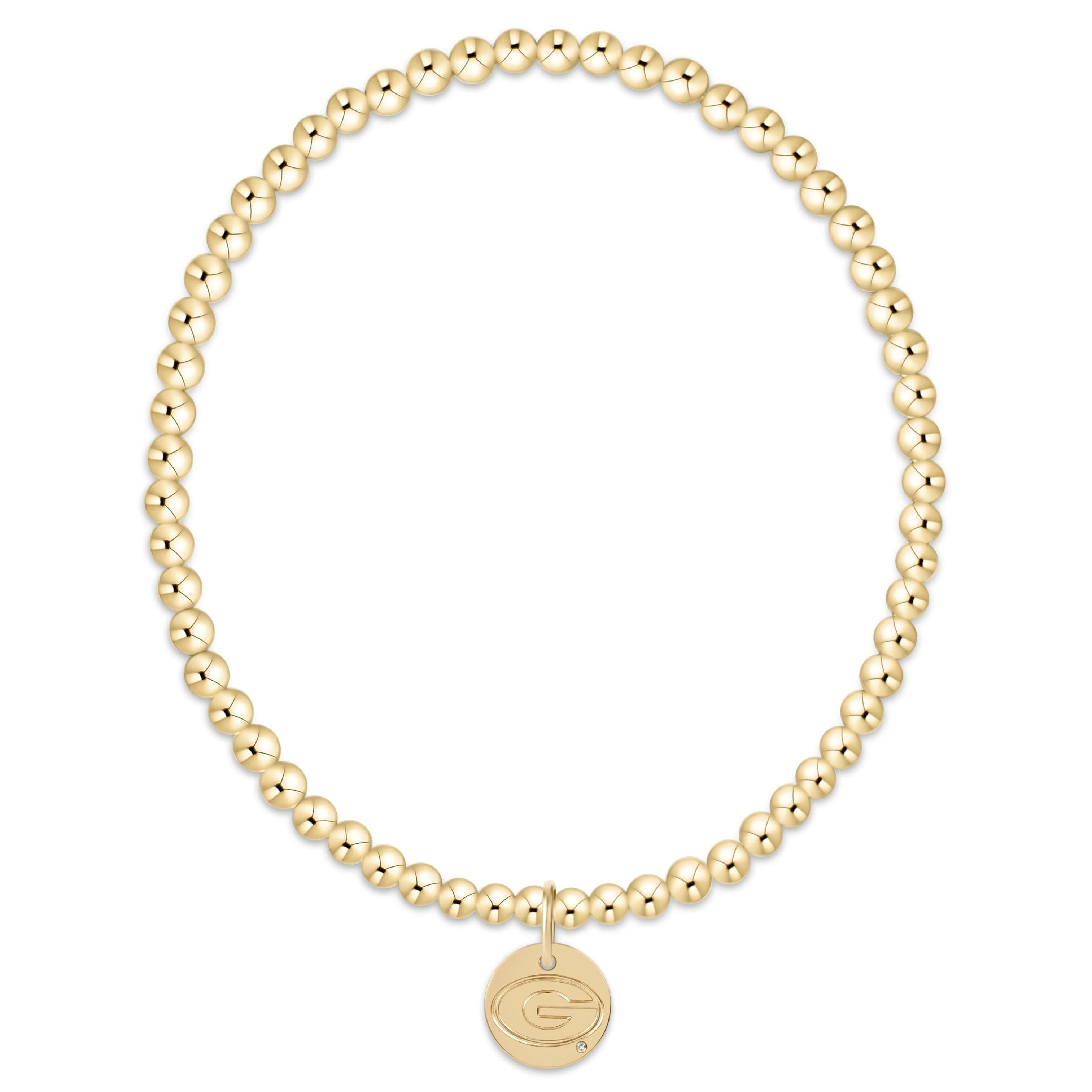 eCOLLEGIATE Classic Gold 3mm Bracelet - UGA Disc