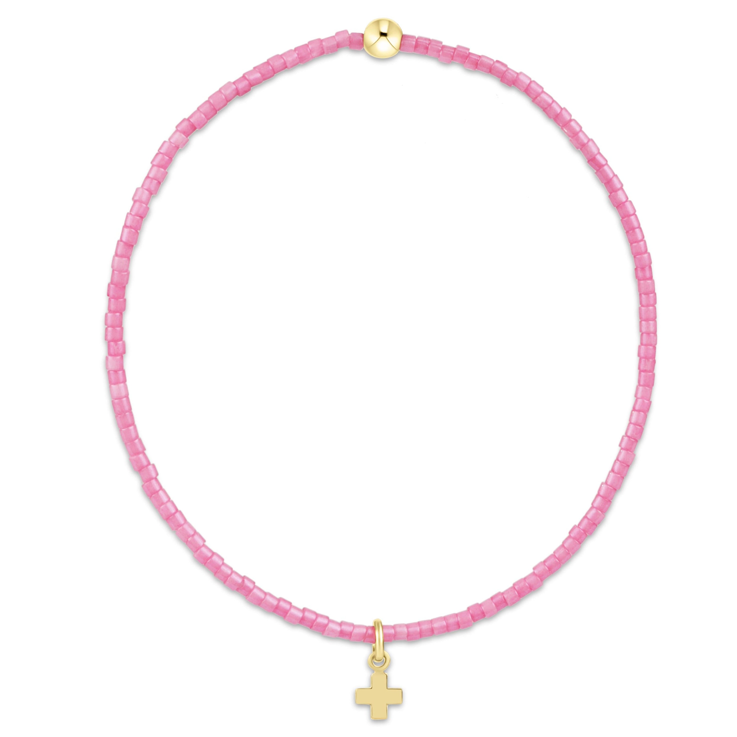 Hope Classic Bubblegum Bracelet - Signature Cross Small Gold Charm