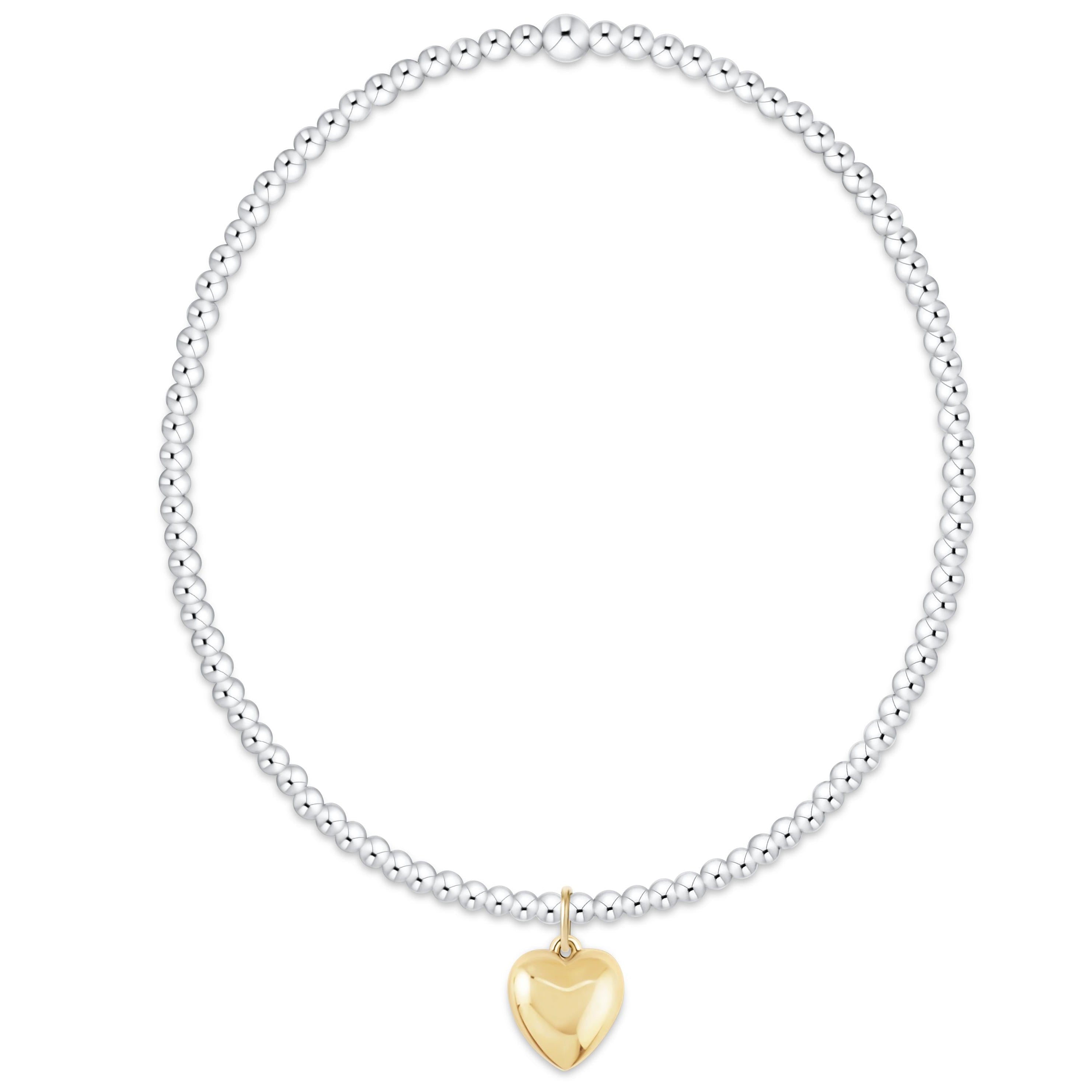 Classic Mixed Metal 2mm Bracelet - Love Plush Small Gold Charm