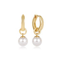 Huggie Gold 0.5" Hoop - Classic Pearl 8mm Charm