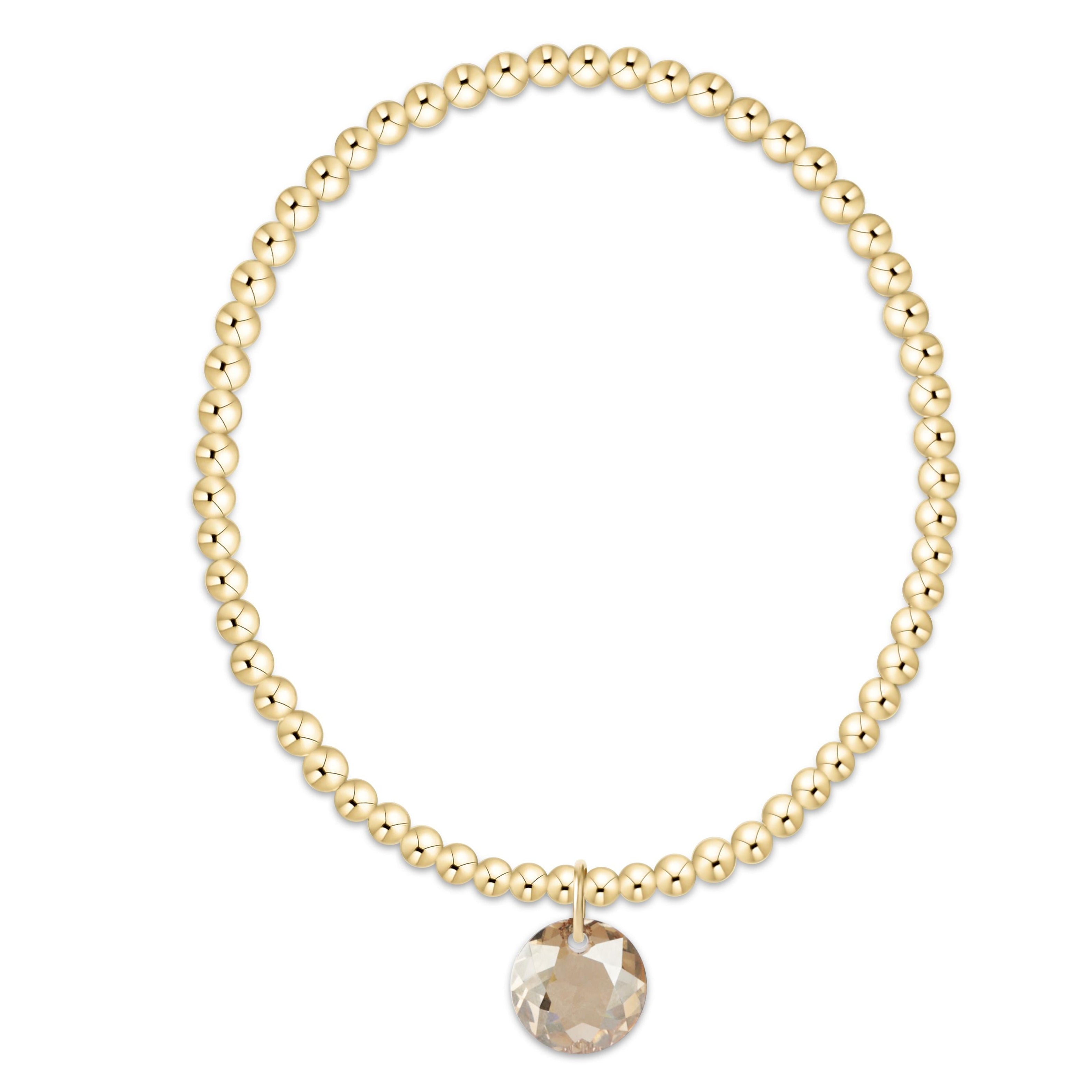 Classic Gold 3mm Bracelet - Reflection Charm - 11