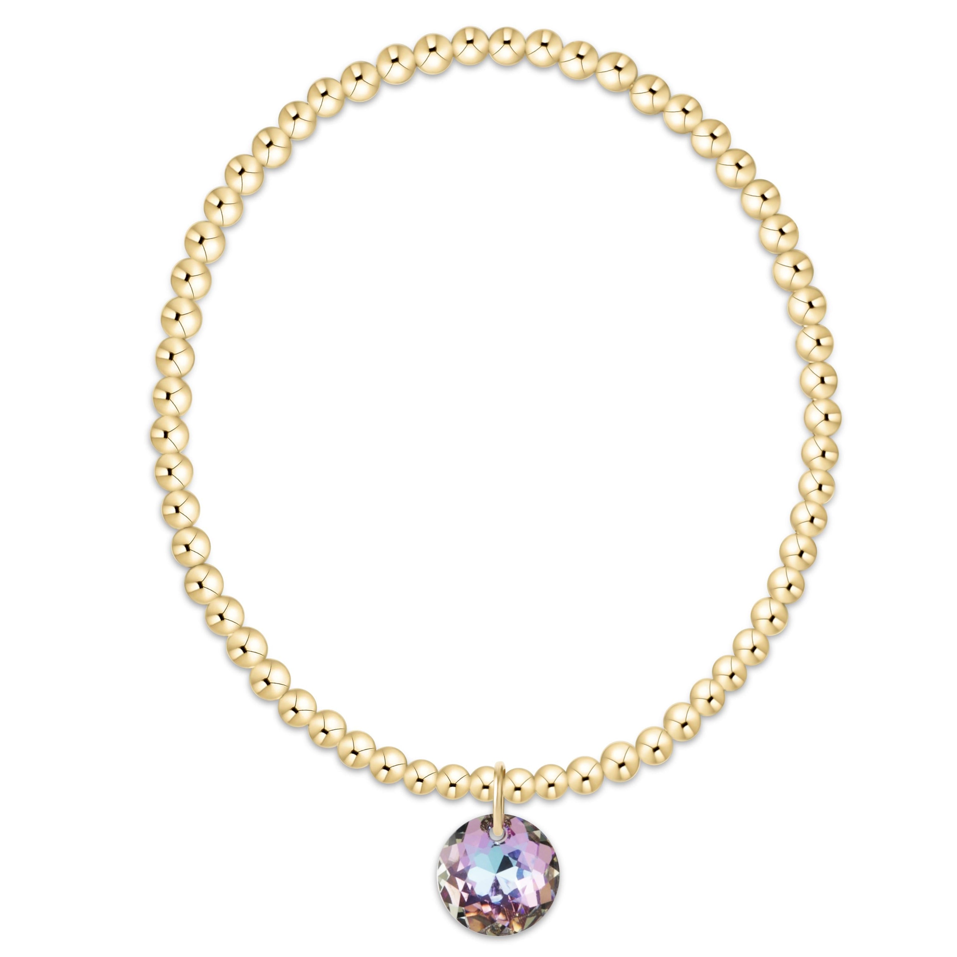 Classic Gold 3mm Bracelet - Reflection Charm - 06