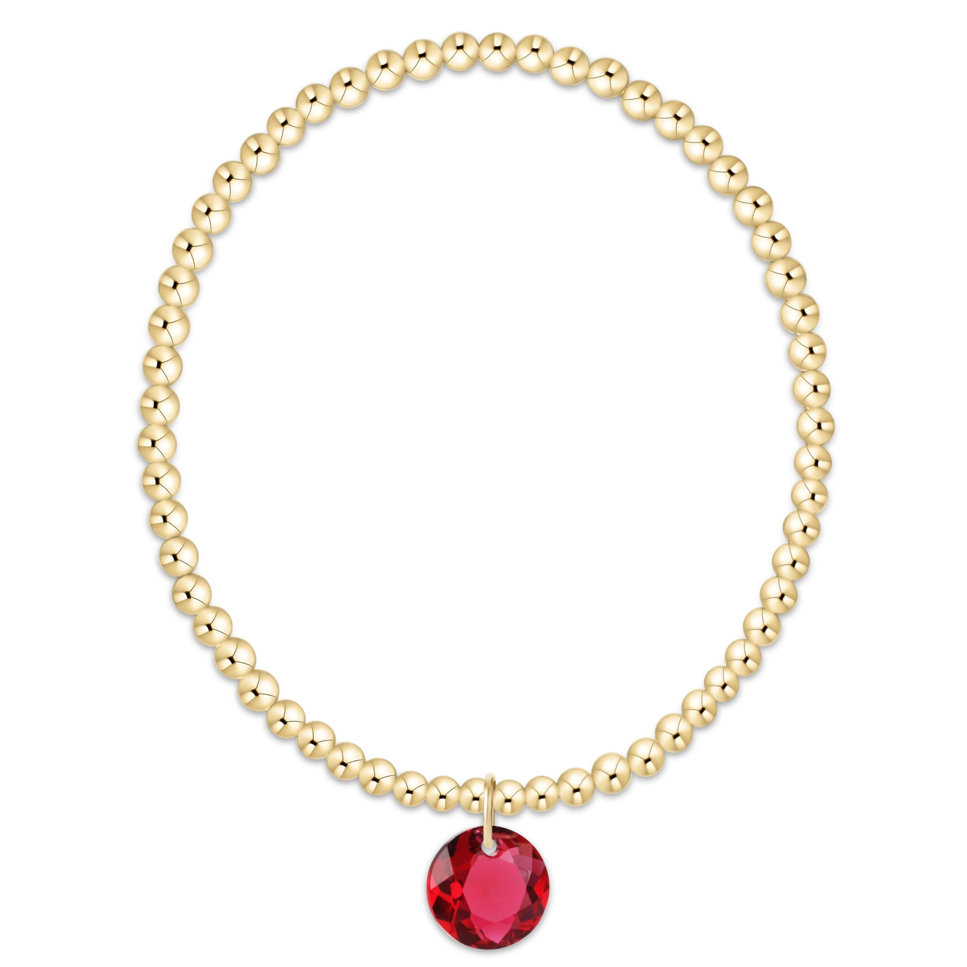 Classic Gold 3mm Bracelet - Reflection Charm - 07