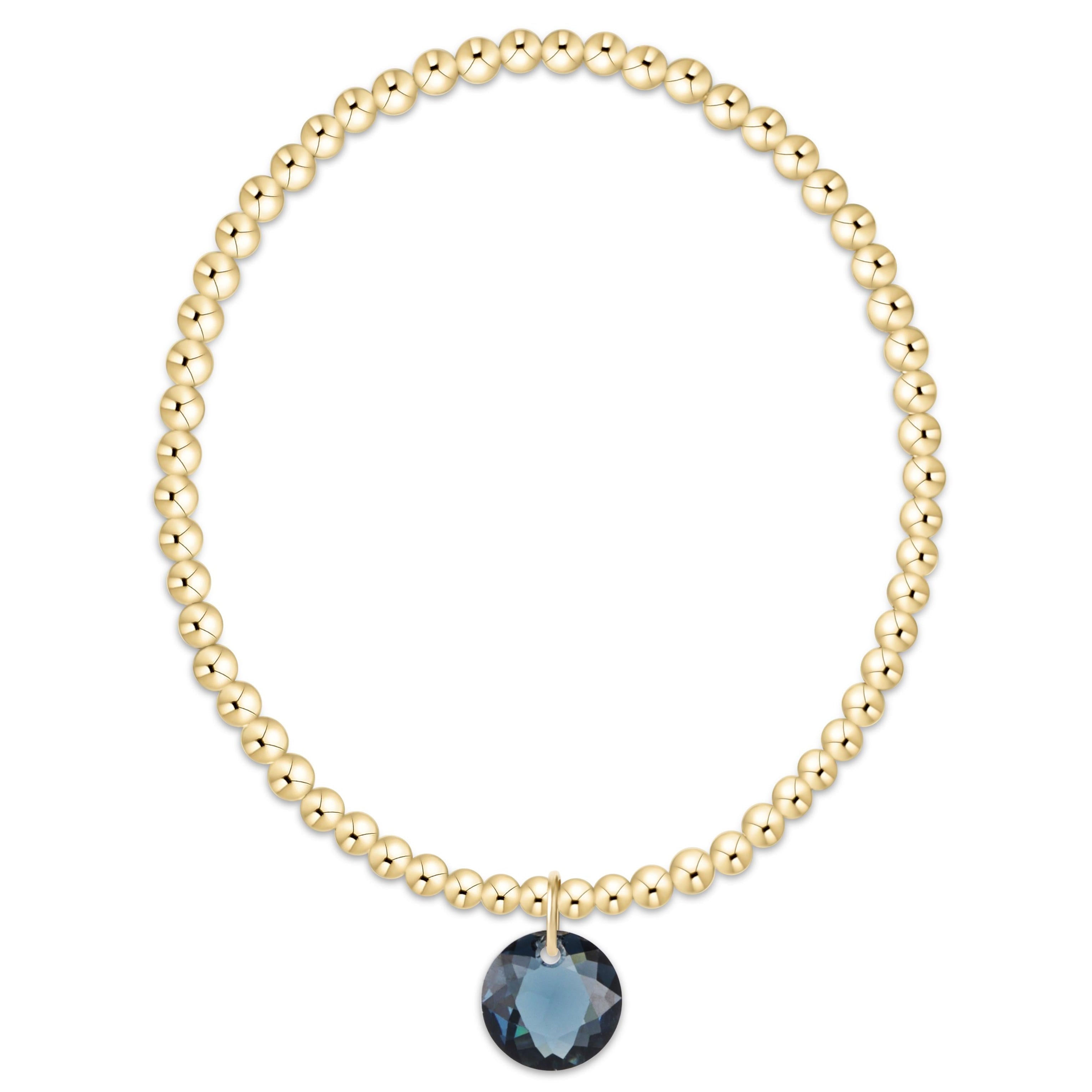 Classic Gold 3mm Bracelet - Reflection Charm - 09