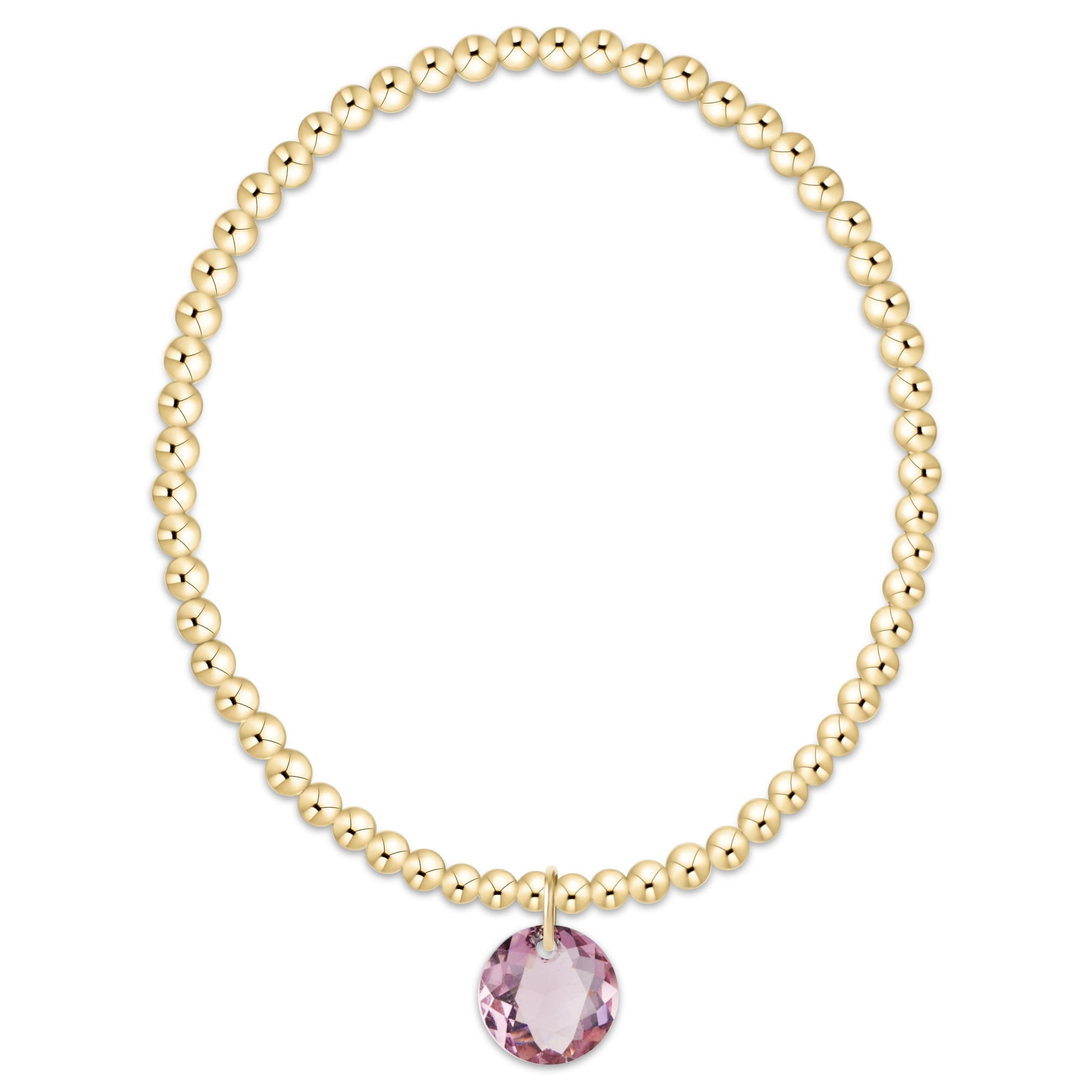 Classic Gold 3mm Bracelet - Reflection Charm - 02