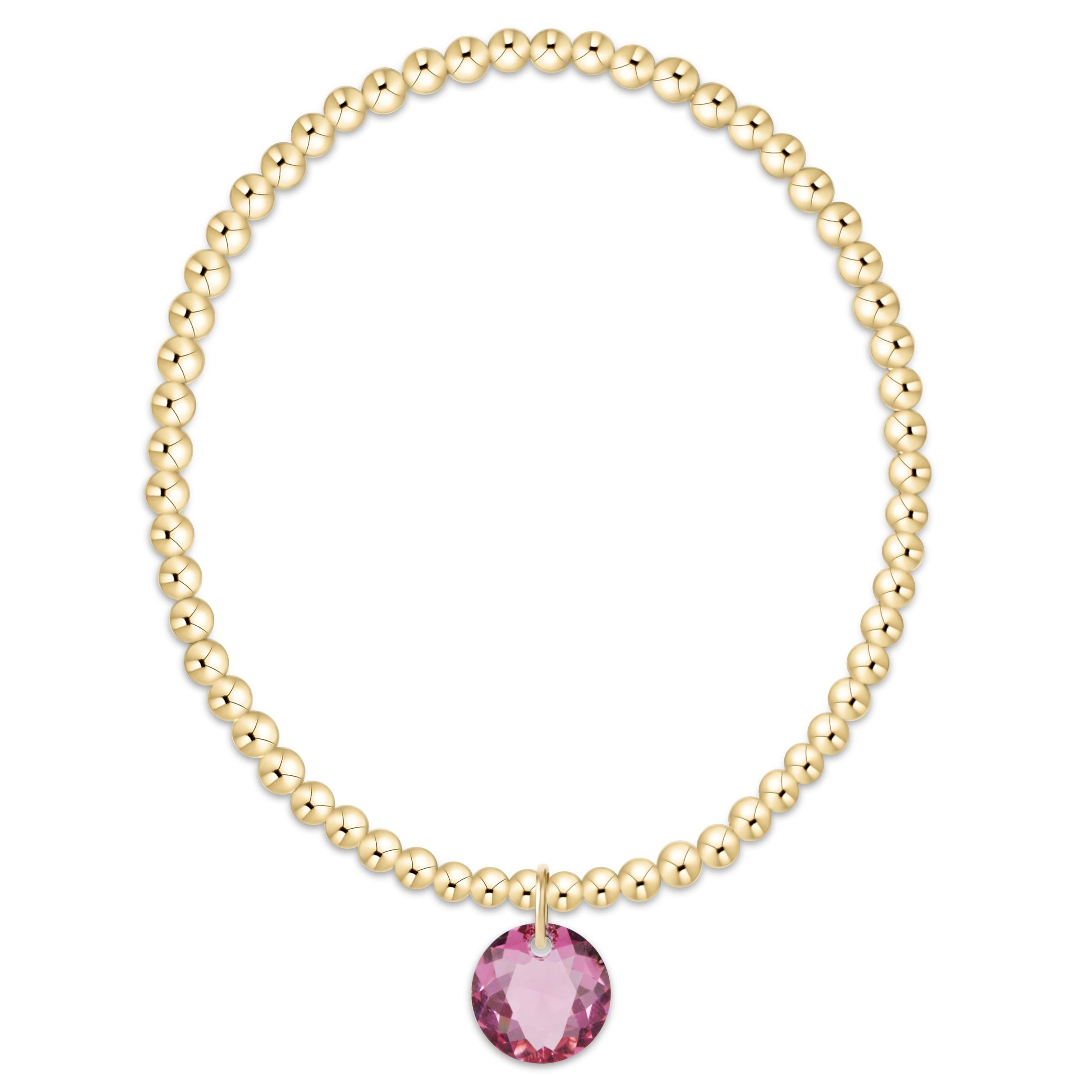 Classic Gold 3mm Bracelet - Reflection Charm - 10