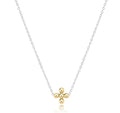 16" Necklace Mixed Metal - Signature Cross Beaded Gold 3mm