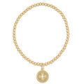 Classic Gold 3mm Bracelet - Signature Cross Gold Disc