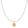 Choker Beaded - Classic Pearl 3mm - Inspire Small Gold Disc