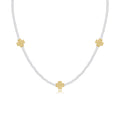15" Choker Signature Cross Sterling Mixed Metal Pattern 2mm Bead - Signature Cross Gold