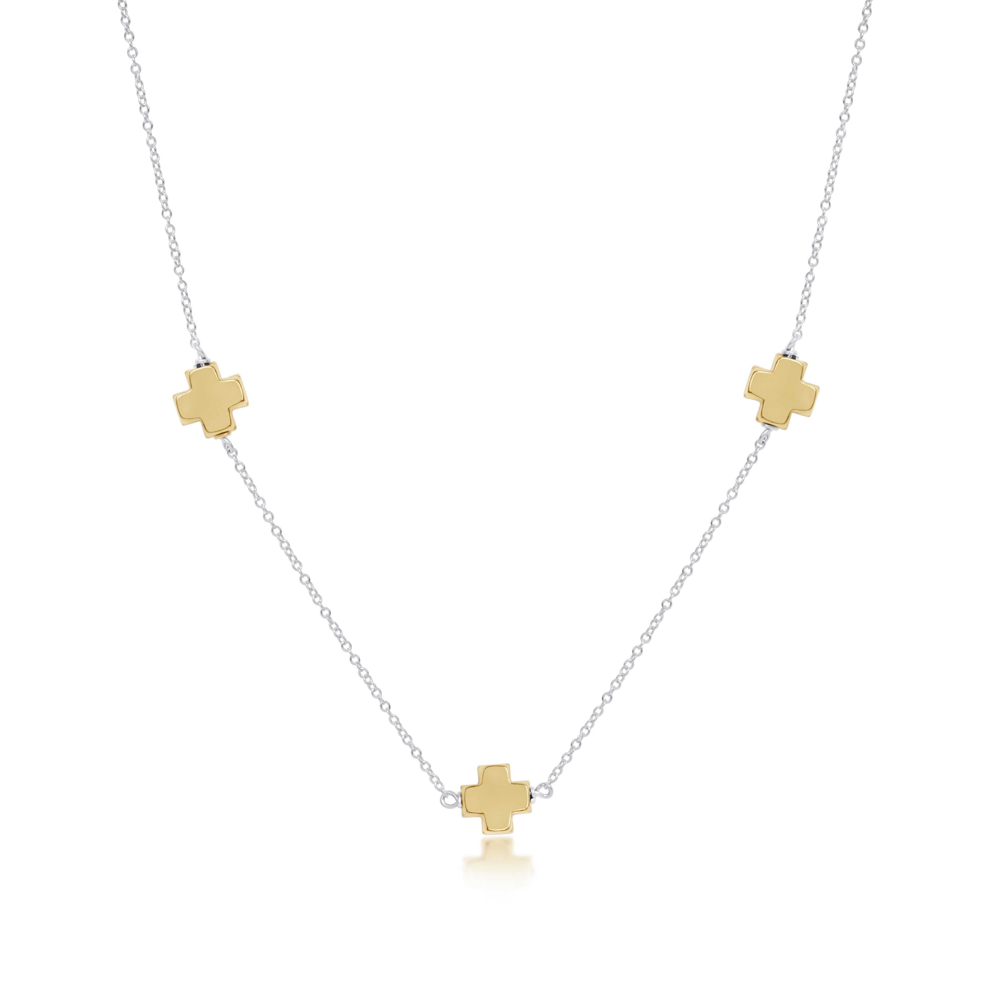 Choker Simplicity Chain Mixed Metal - Signature Cross Gold