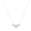 16" Necklace Mixed Metal - Purpose Gold Pearl