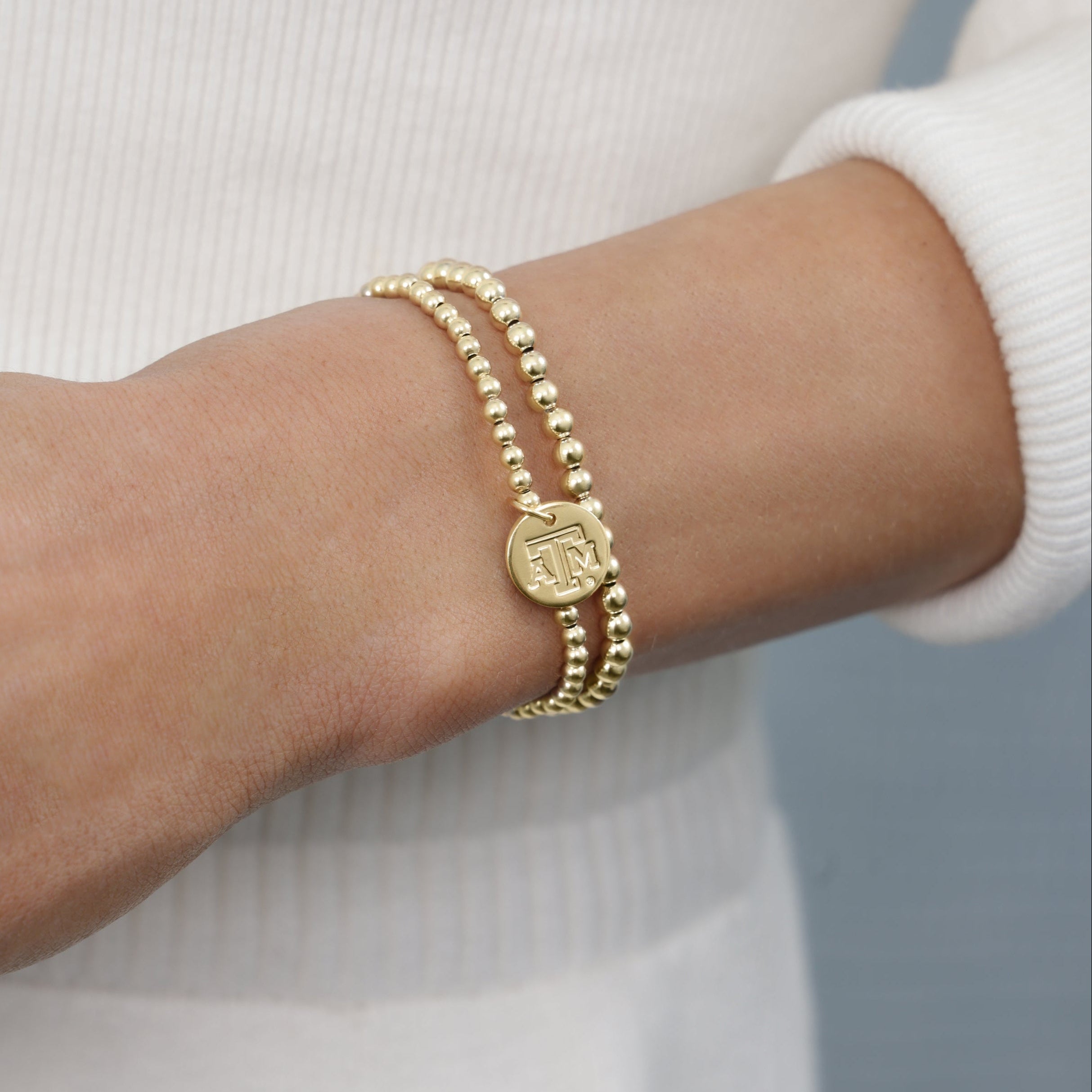eCOLLEGIATE Classic Gold 3mm Bracelet - Texas A&M Disc