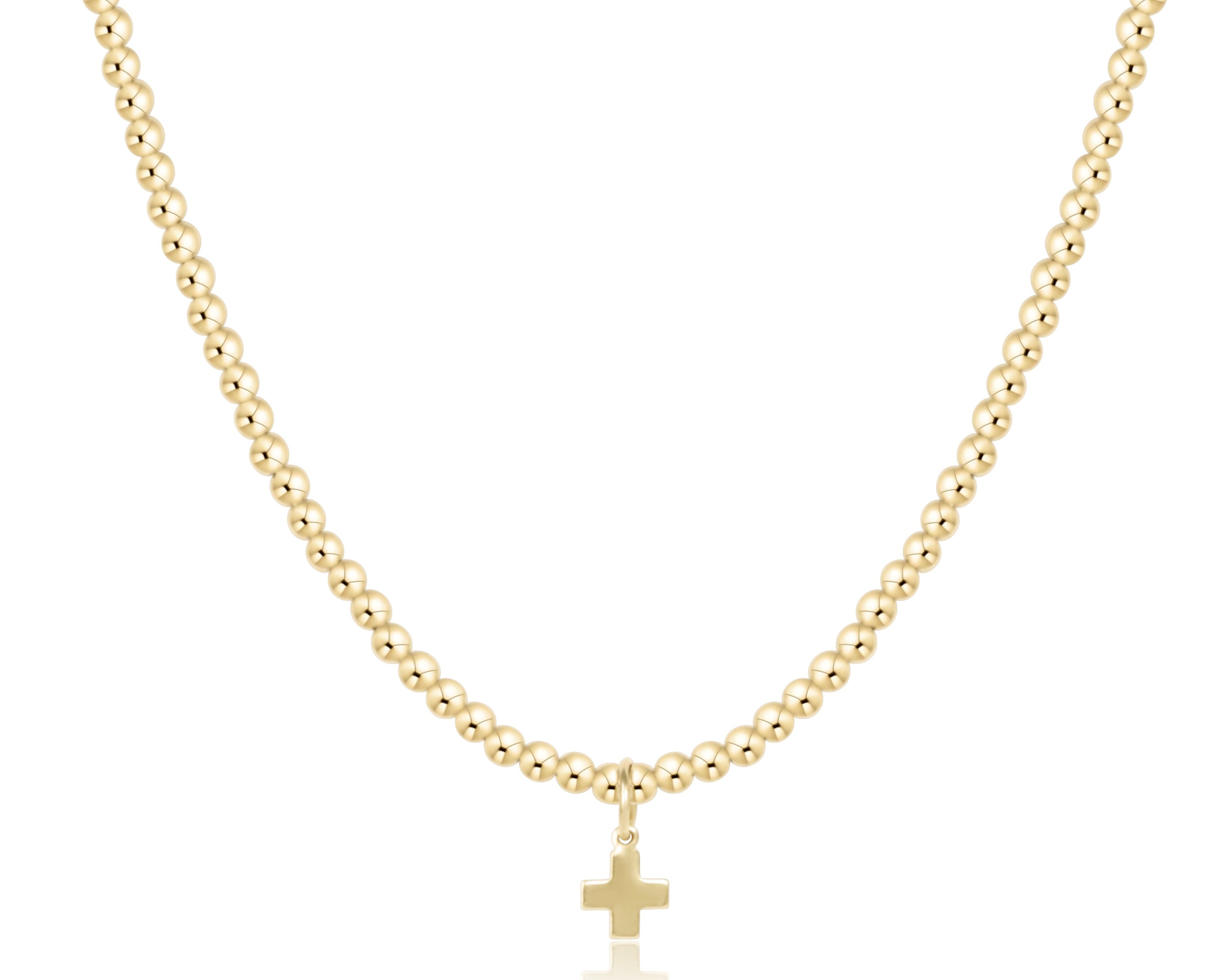 Choker Beaded - Classic Gold 3mm - Signature Cross Gold Charm