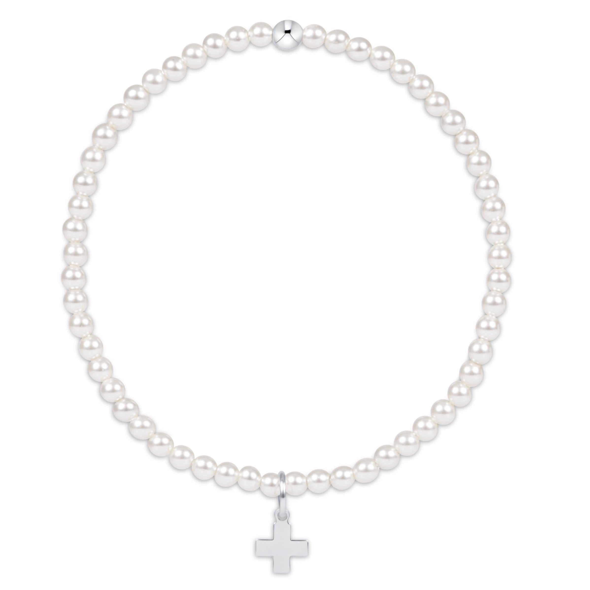 Classic Pearl 3mm Bracelet - Signature Cross Sterling Charm