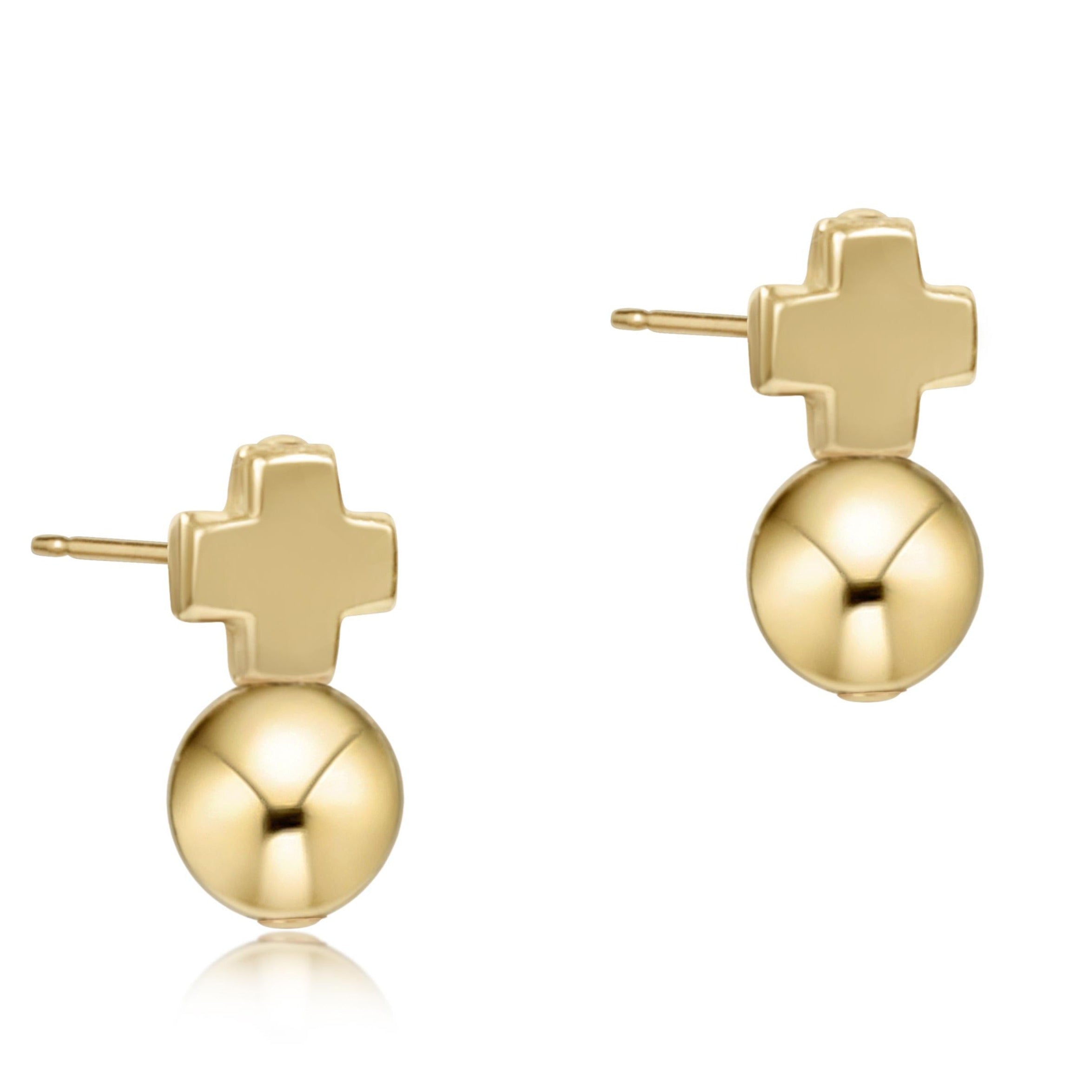 Signature Cross Gold Studs - Classic Gold