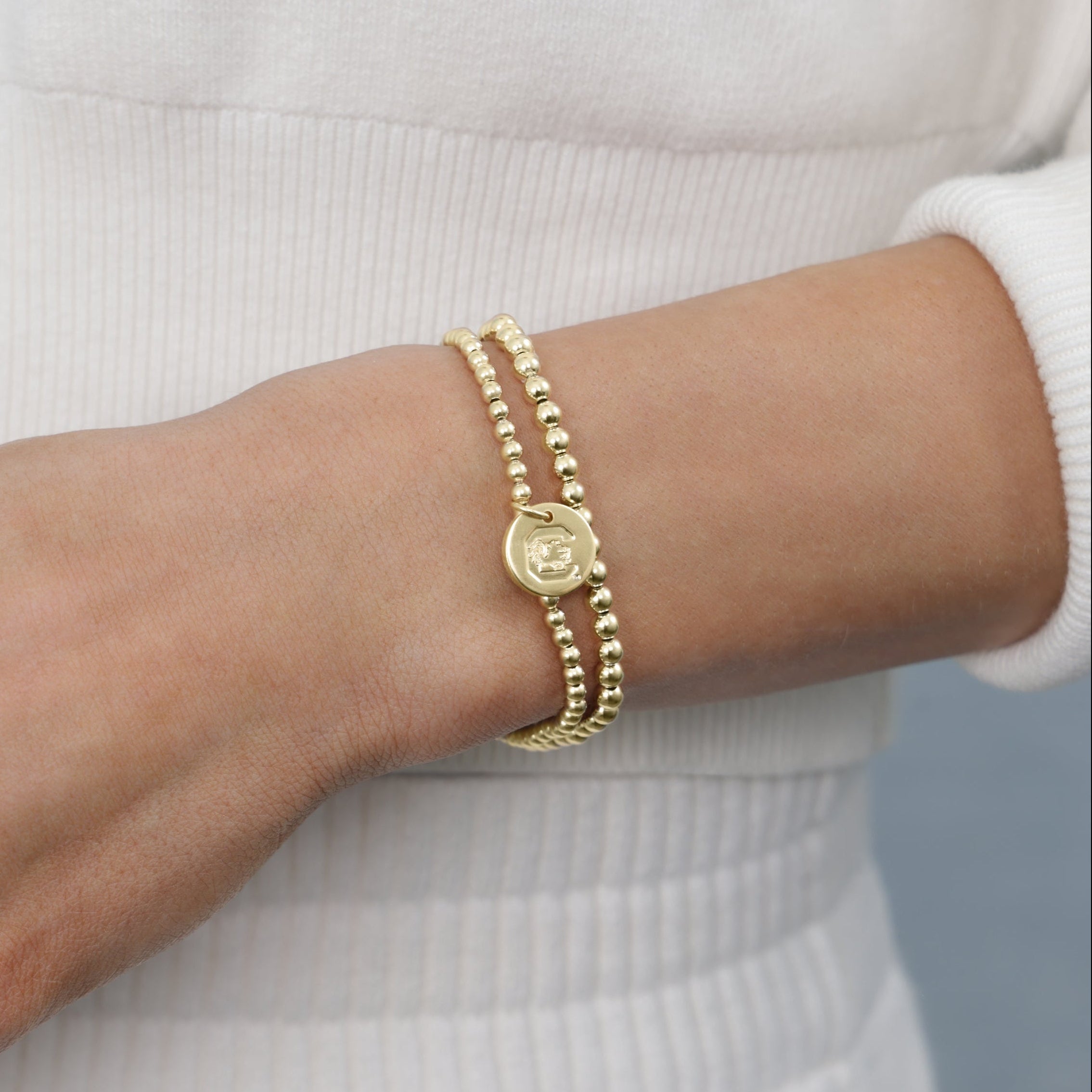 eCOLLEGIATE Classic Gold 3mm Bracelet - South Carolina Disc