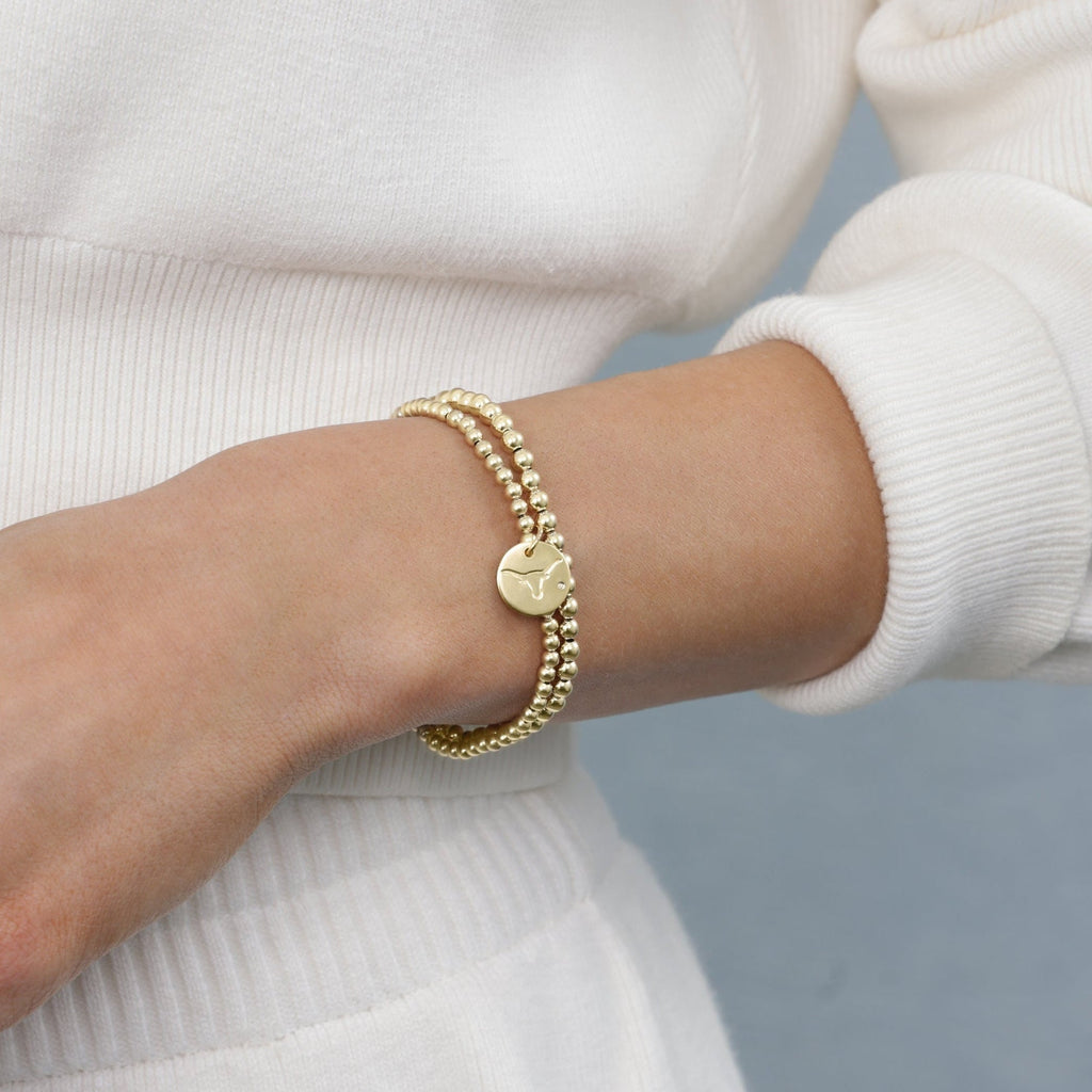 eCOLLEGIATE Classic Gold 3mm Bracelet - UT Austin Disc